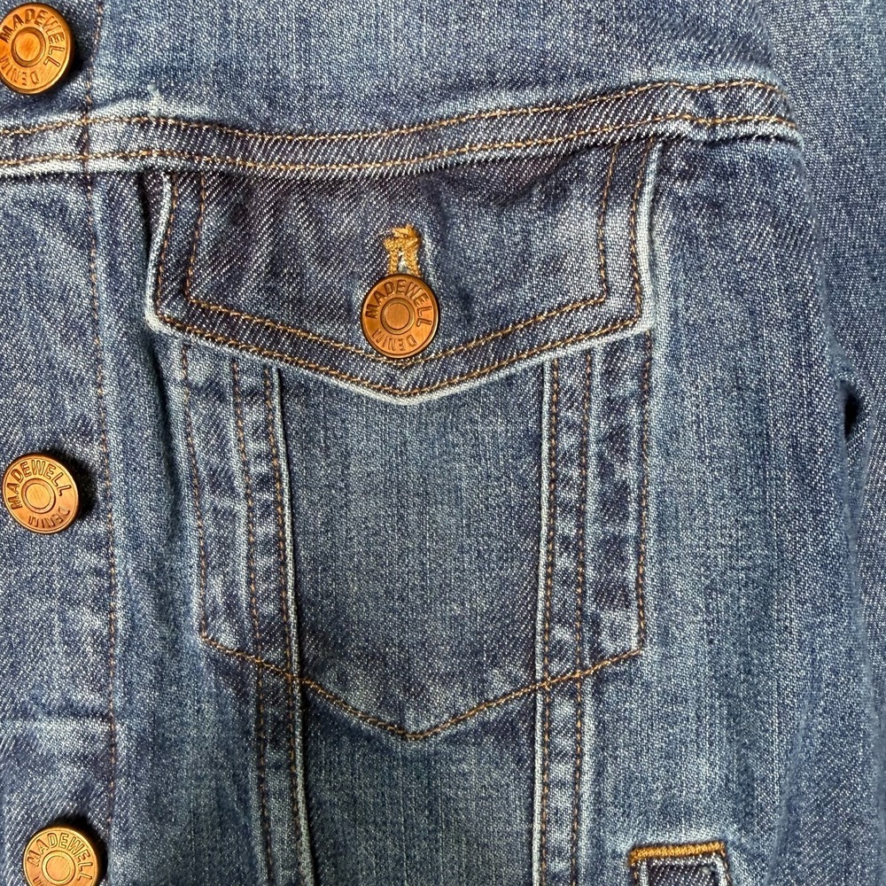 Madewell Shrunken Stretch Denim Jacket Women's Small Blue Jean Trucker Coat - Picture 5 of 10